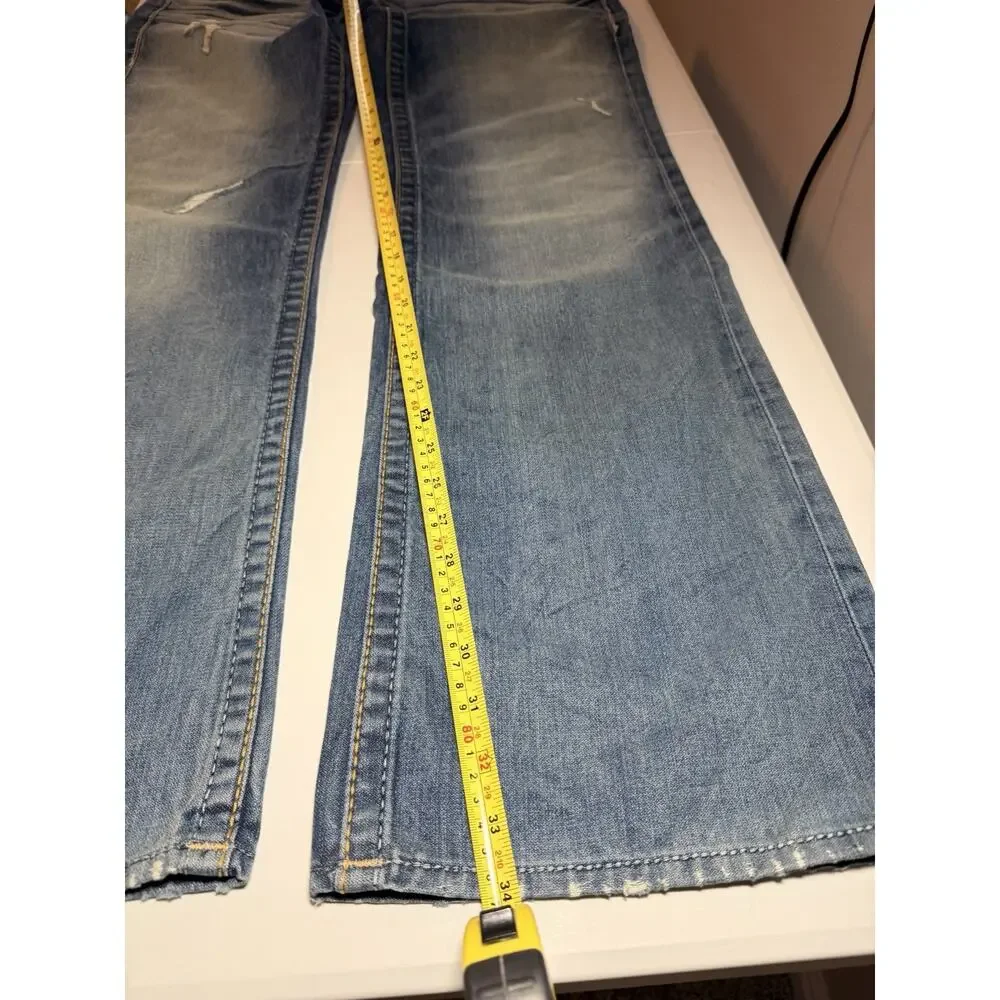 True Religion Billy Big T Distressed Jeans Mens 34 Blue Made In USA Y2K